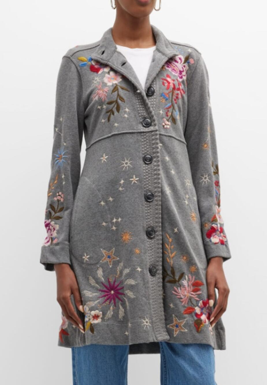 Johnny Was M Celestin Embroidered Military Jacket